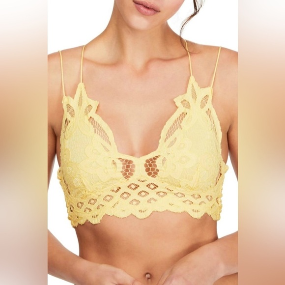 Free People Intimately FP Adella Longline Bralette Daffodil Yellow - Picture 1 of 8